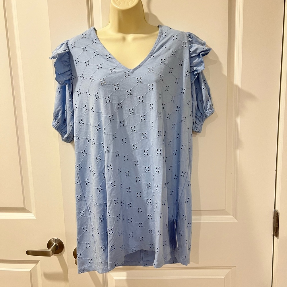 NWT ASOS petite blue eyelet top